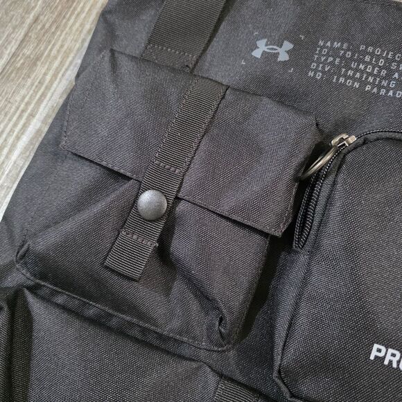 Under Armour x Project Rock Gym Sack Backpack Bag Black Mod Grey 1381925 001 New - Picture 5 of 9